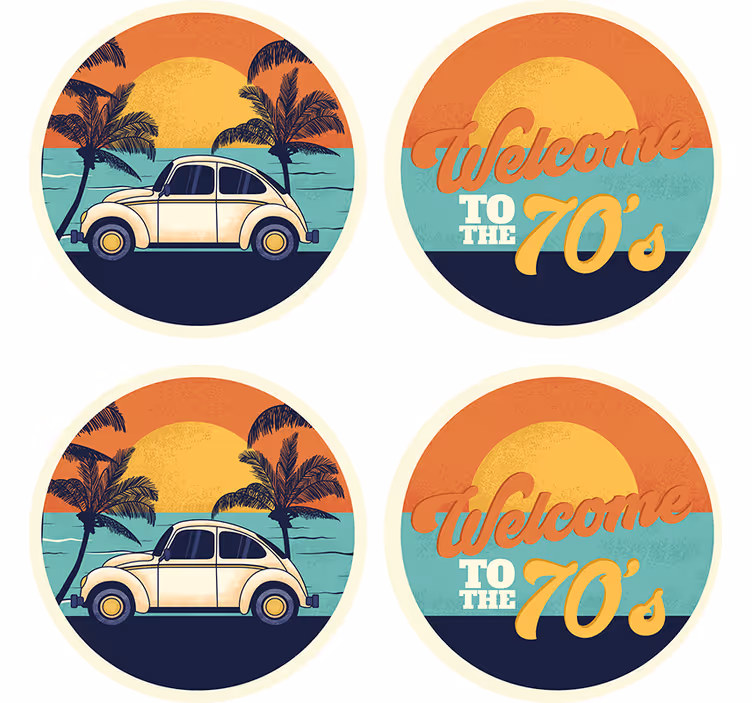Podtácka vintage retro prímorská scenéria - Tenstickers