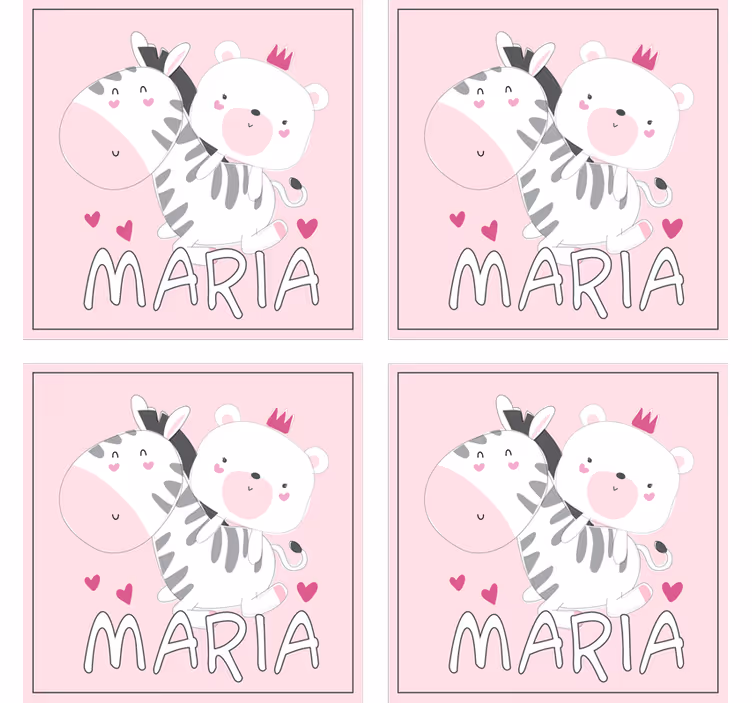 Detská zebra a medveď osobné tácky - Tenstickers
