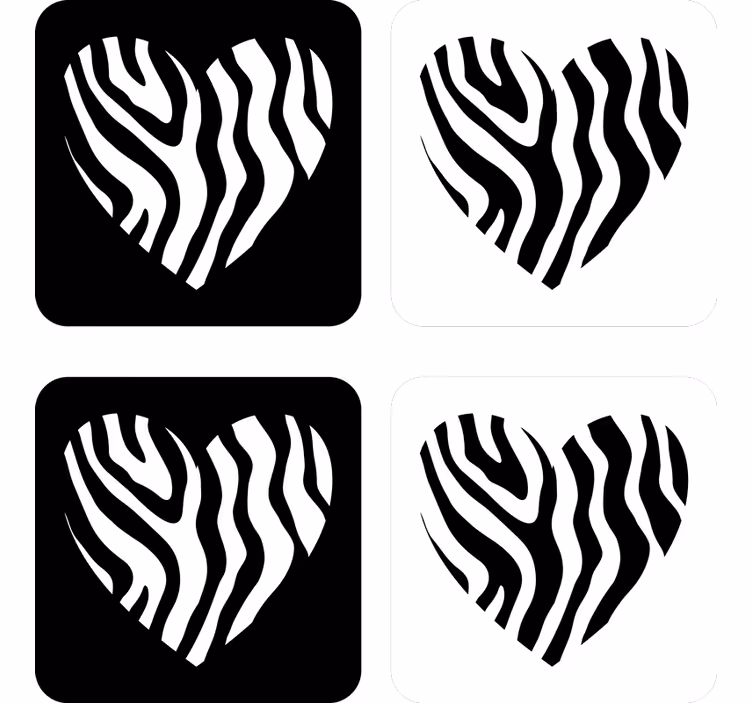Zábavná podtácka srdce so zebrovým vzorom - Tenstickers