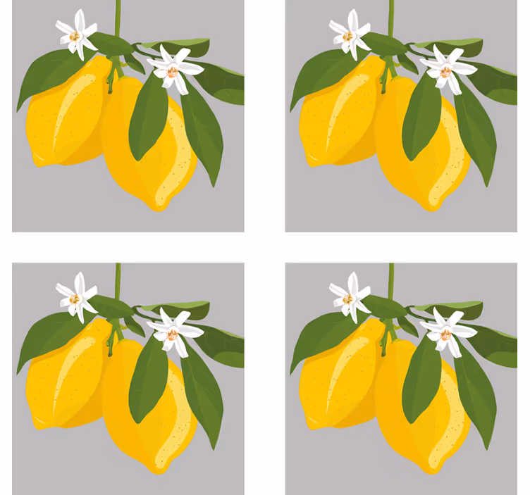 Moderná podtácka Žlté citróny s lístkami - Tenstickers