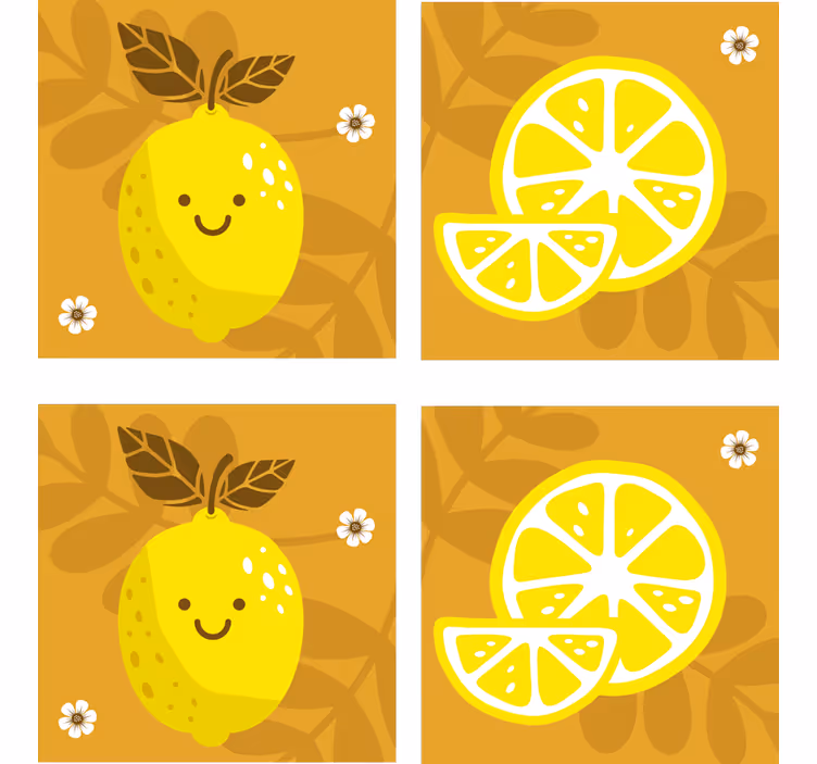 Zábavná podtácka Šťastné citrónové a citrusové motívy - Tenstickers