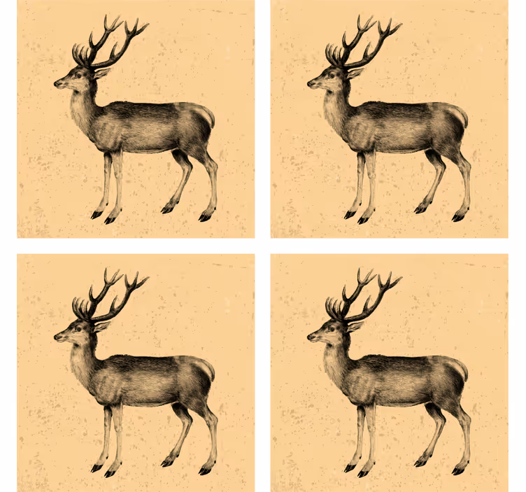Pivná tácka s vintage ilustráciou jelena - Tenstickers