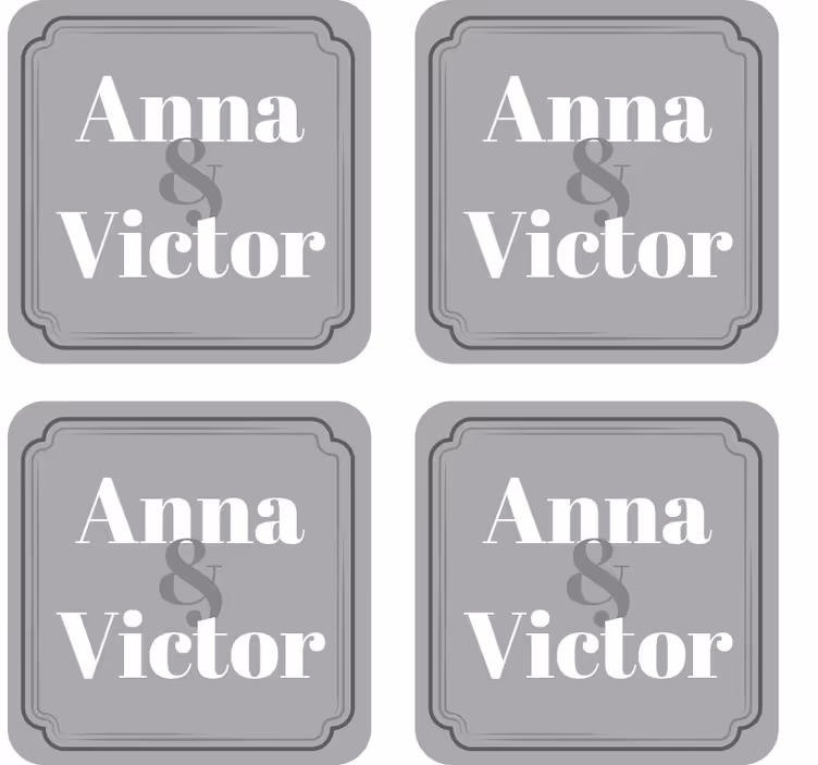 Svadobná tácka s personalizovanými iniciálami páru - Tenstickers
