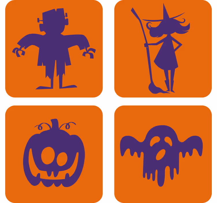 Podtácka halloween frankenstein Čarodejnica tekvica duch - Tenstickers
