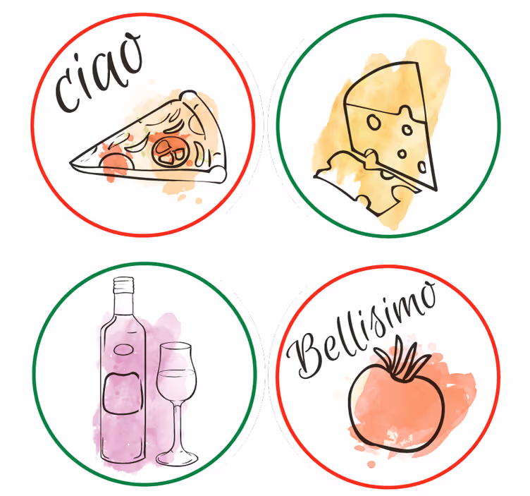 Talianske jedlá a nápoje prispôsobené tácky - Tenstickers