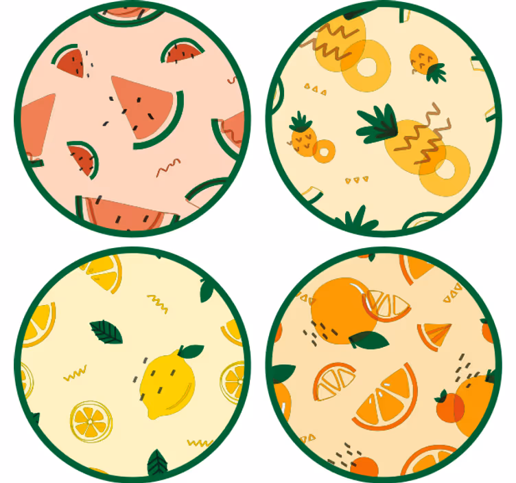 Zábavná podtácka s tropickými ovocnými vzormi - Tenstickers