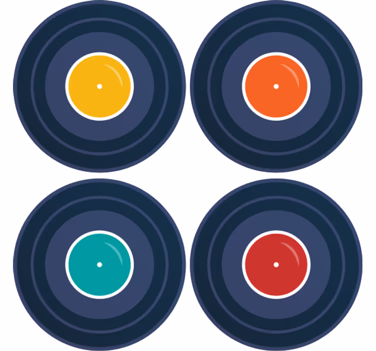 Zábavná podtácka farebná inšpirácia z vinylu - Tenstickers