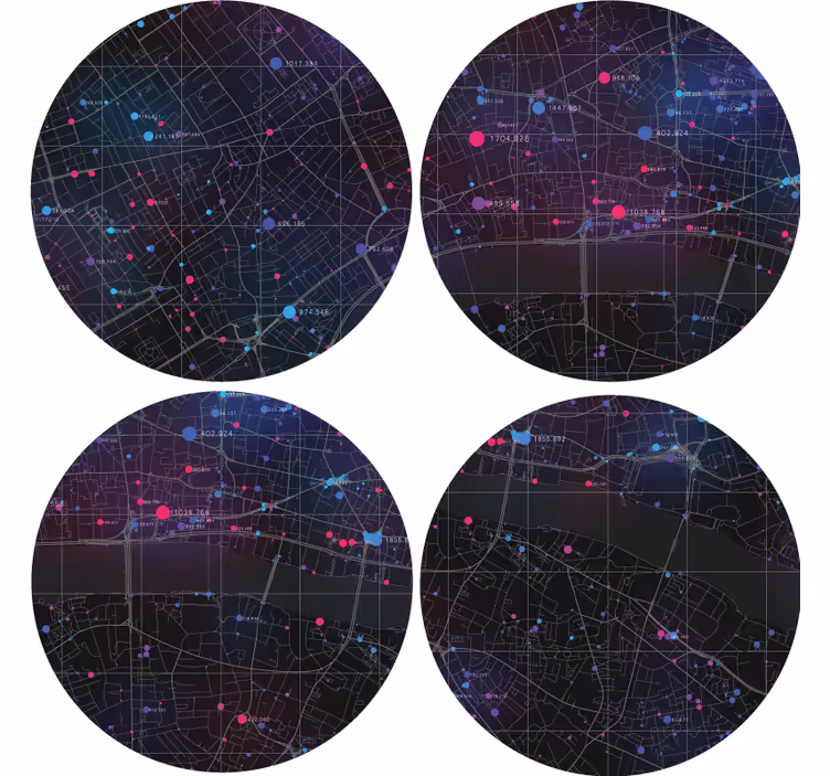 Podtácka s abstraktným mapovým vzorom - Tenstickers