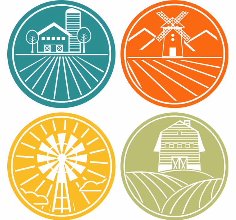 Podtácka vintage s farmárskymi kruhovými grafikami - Tenstickers