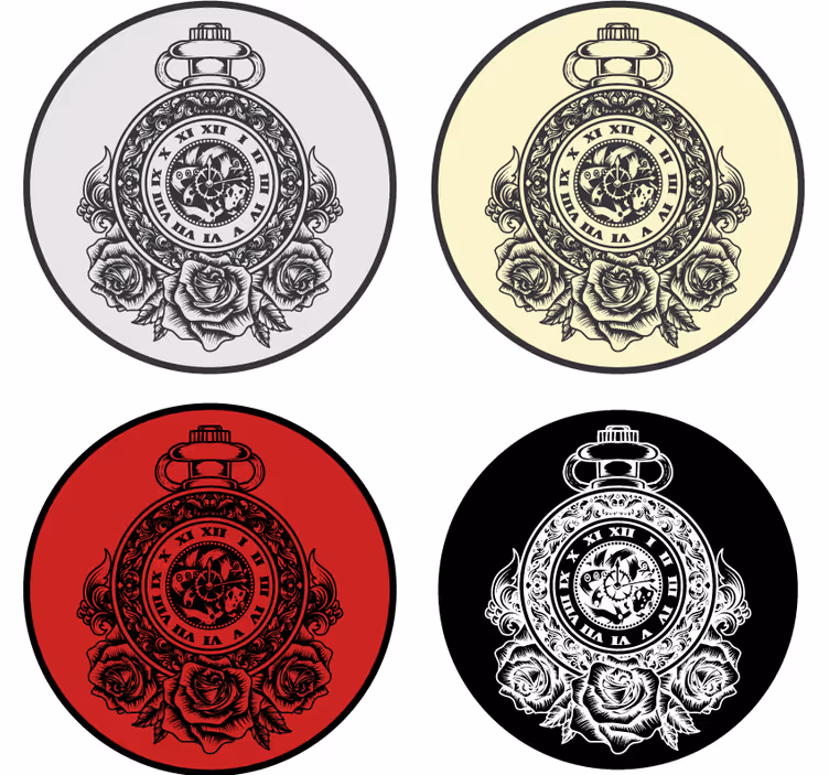 Podtácka vintage ruže s vreckovými hodinkami - Tenstickers