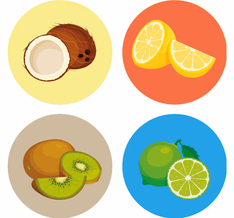 Moderná podtácka kolekcia ovocných ilustrácií - Tenstickers