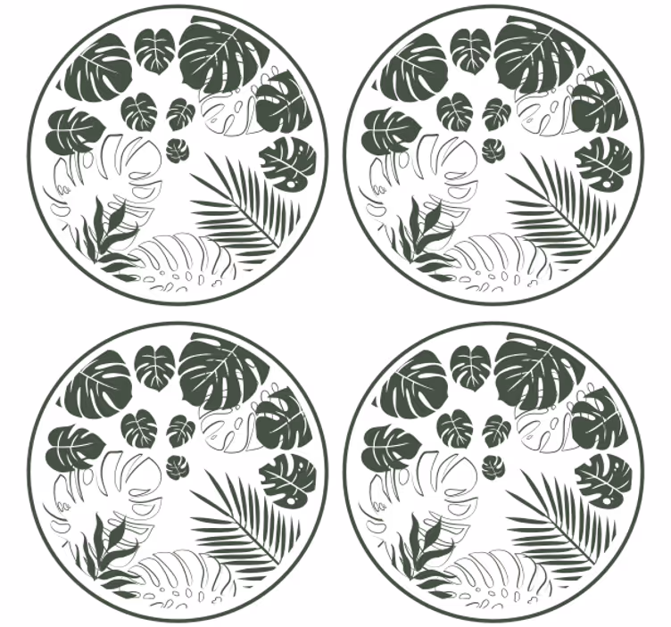 Podtácka s motívom bujnej zelene v kruhu - Tenstickers