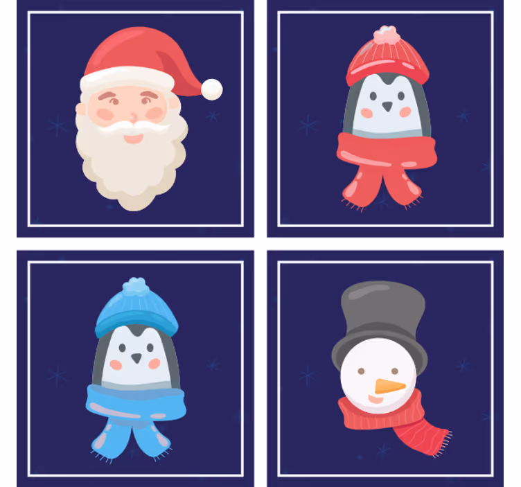 Vianočná tácka s tvárami santa a snehuliakov - Tenstickers