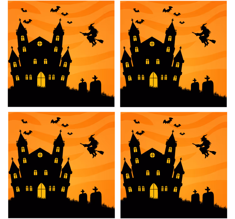 Strašidelný hrad s netopiermi halloweenská dráha - Tenstickers