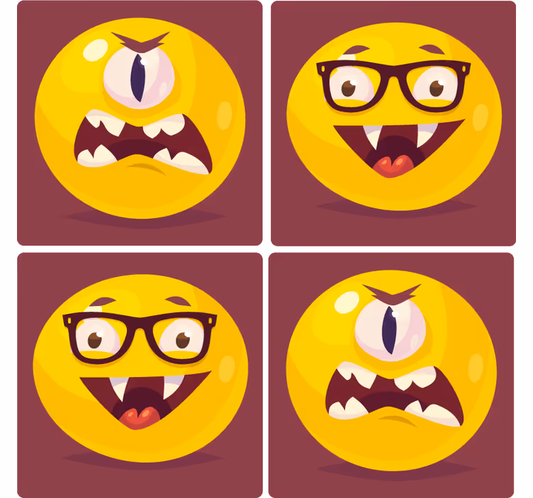 Zábavná podtácka s hravými usmievavými tvárami - Tenstickers