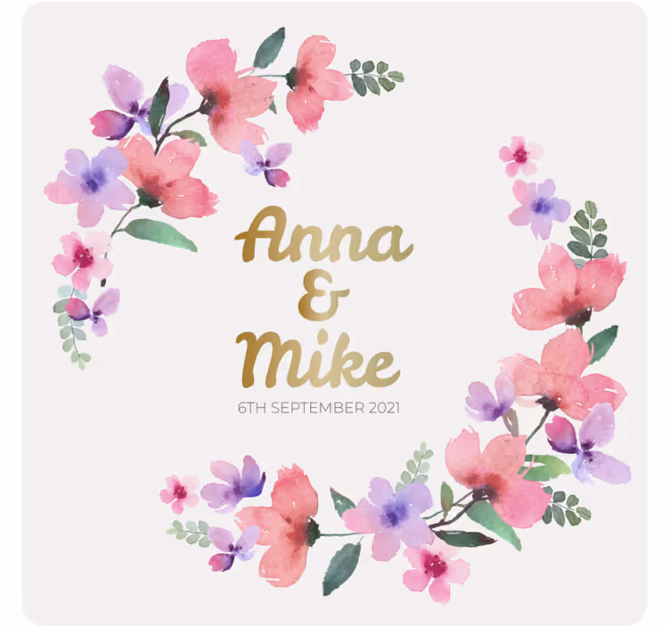 Svadobná tácka kvetinový monogram páru - Tenstickers