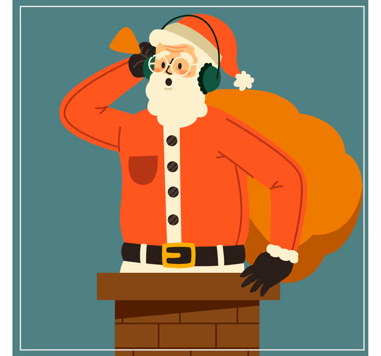 Vianočná tácka santa počúvajúci komín - Tenstickers