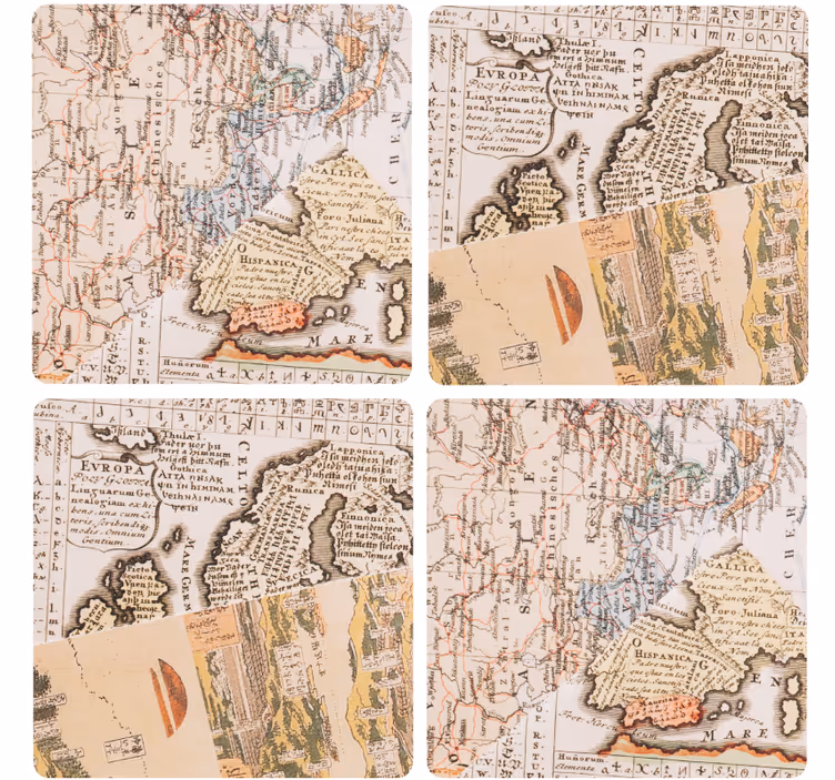 Podtácka vintage s mapami - Tenstickers