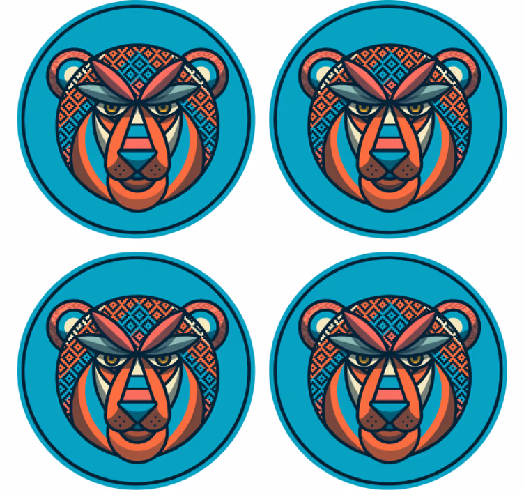 Moderná podtácka s motívom zvierat v tribal štýle - Tenstickers
