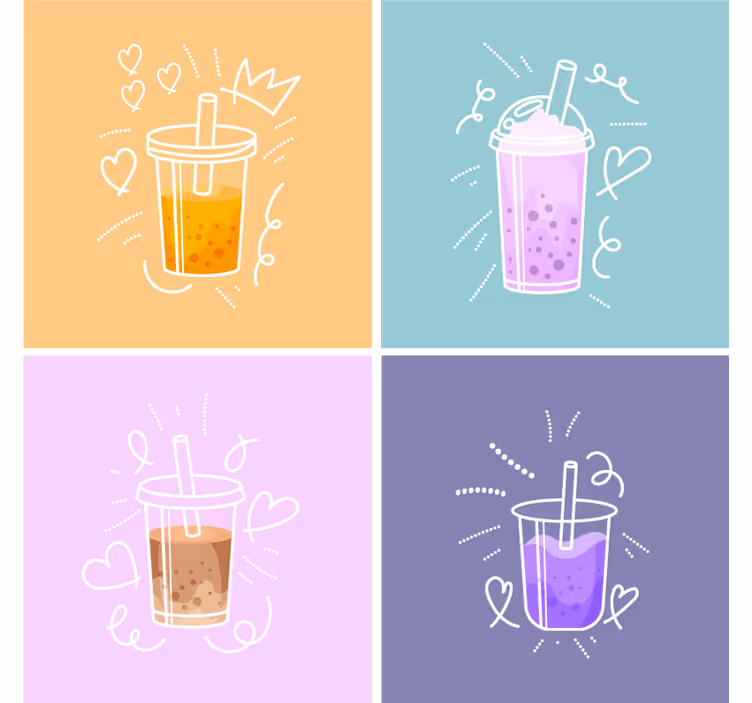 Moderná podtácka s farebnými ilustráciami nápojov - Tenstickers