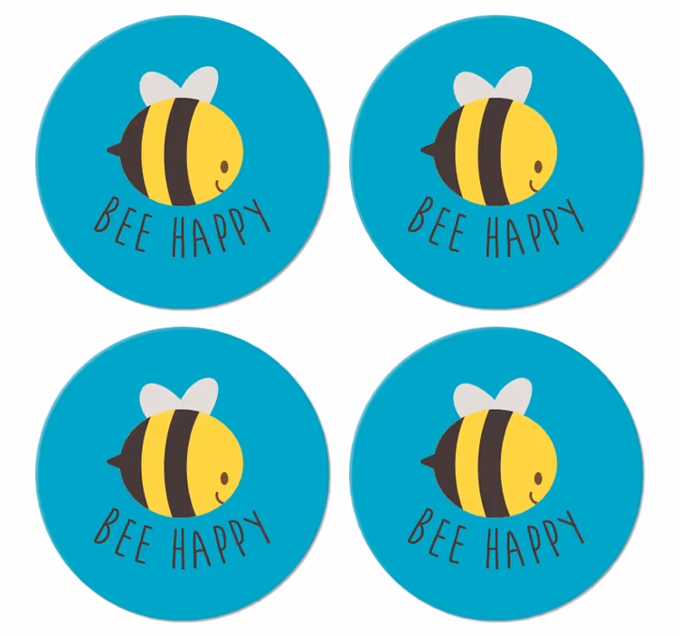 Vinylové tácky pod textom včelí šťastný - Tenstickers