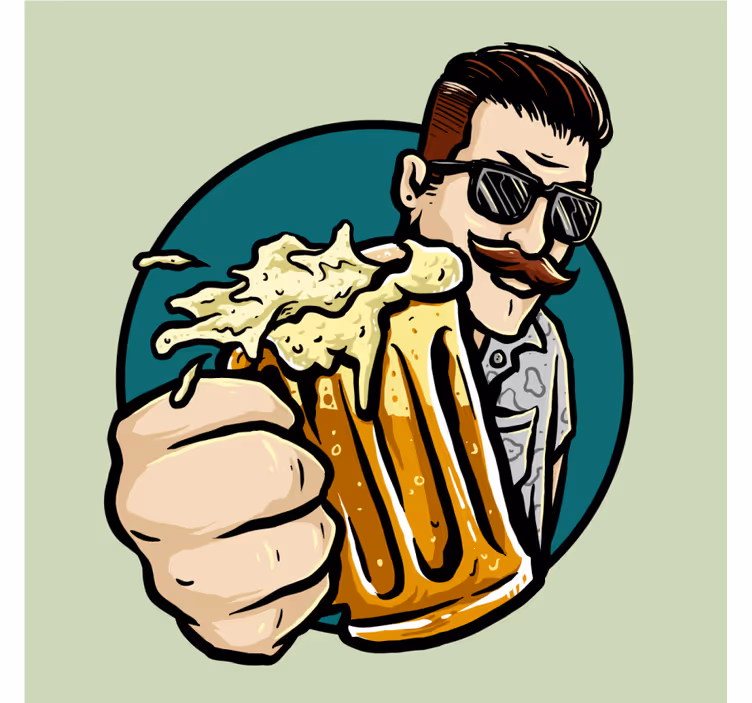 Pivná tácka s mužom s fúzmi a krígľom - Tenstickers