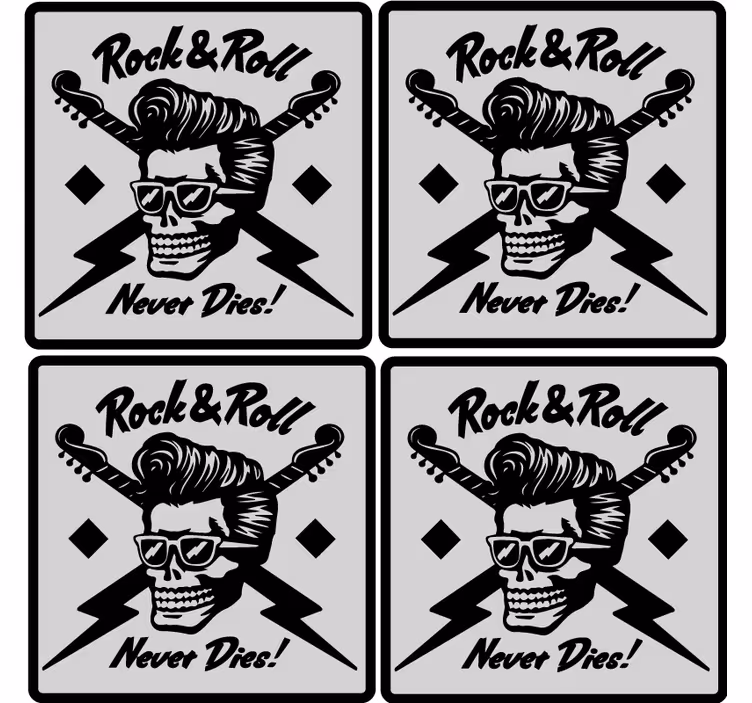 Rock and roll a nikdy neumrieť pivné podložky - Tenstickers
