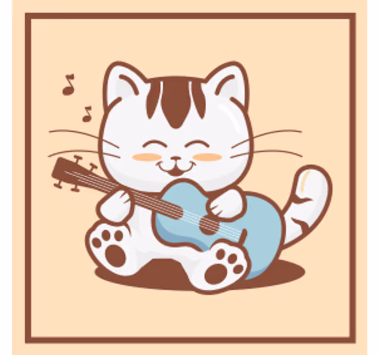 Zábavná podtácka hravá mačka s gitarou - Tenstickers