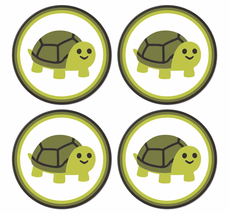 Vtipná usmievavá korytnačka karikatúra moderná dráha - Tenstickers