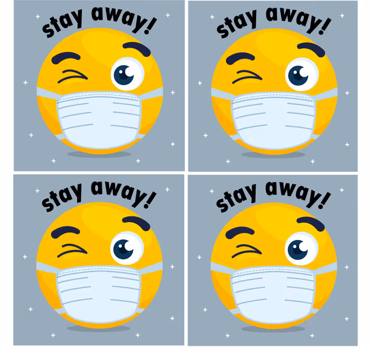 Podtácka s úsmevným emoji v maske - Tenstickers