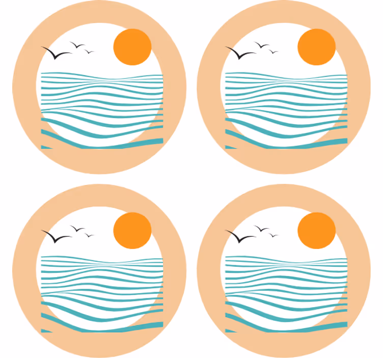 Moderná podtácka vlnový vzor západu slnka - Tenstickers