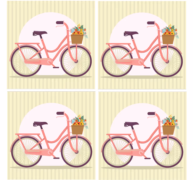 Moderná podtácka ružový bicykel s kvetmi - Tenstickers