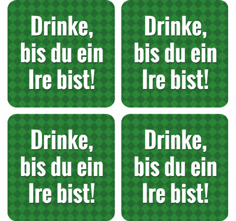 Pivná tácka zelené káro s citátmi - Tenstickers