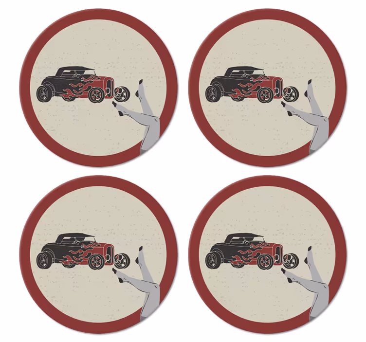 Podtácka vintage horúci rod s plameňmi - Tenstickers