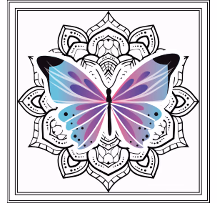 Podtácka farebná motýlia mandala - Tenstickers