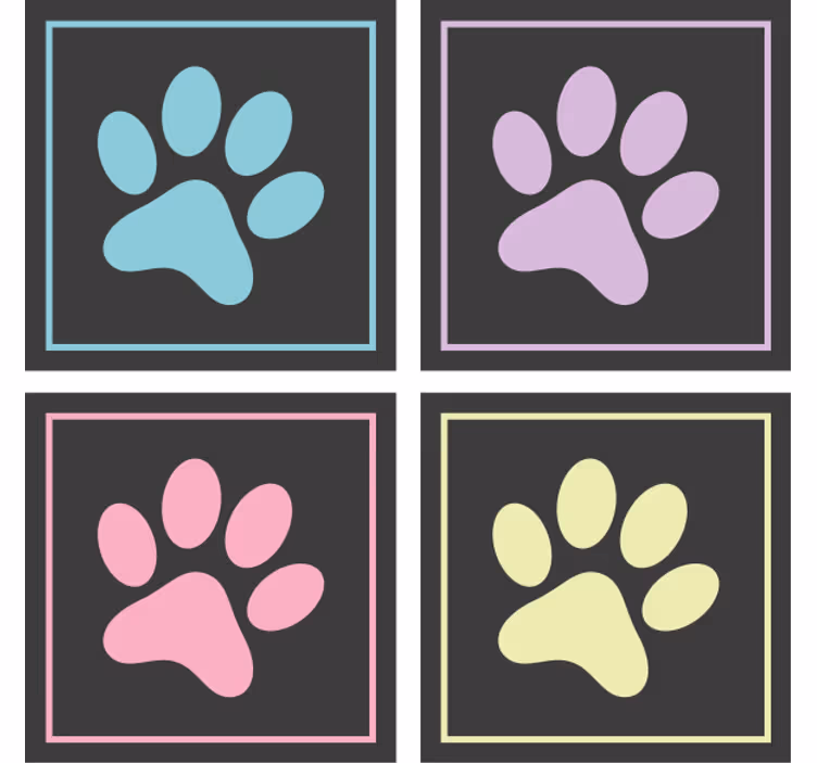 úžasné farebné psie labky moderná tácka - Tenstickers