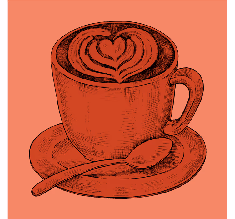 Latte káva ručne kreslená moderná tácka - Tenstickers