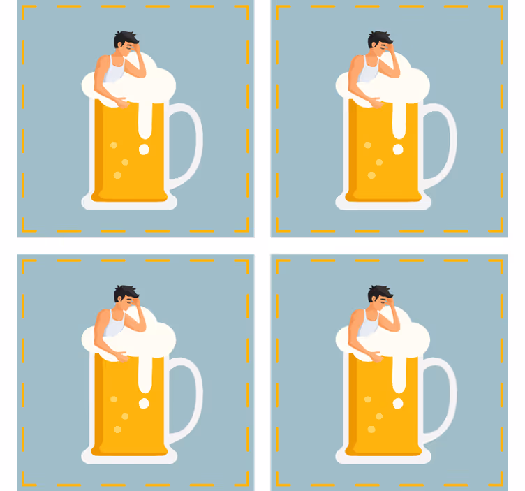 Pivná tácka s ilustráciou relaxačnej pivovej šálky - Tenstickers