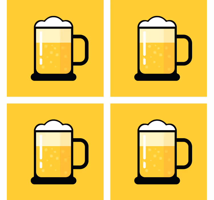 Pivná tácka s ilustráciou žltého pivného hrnčeka - Tenstickers