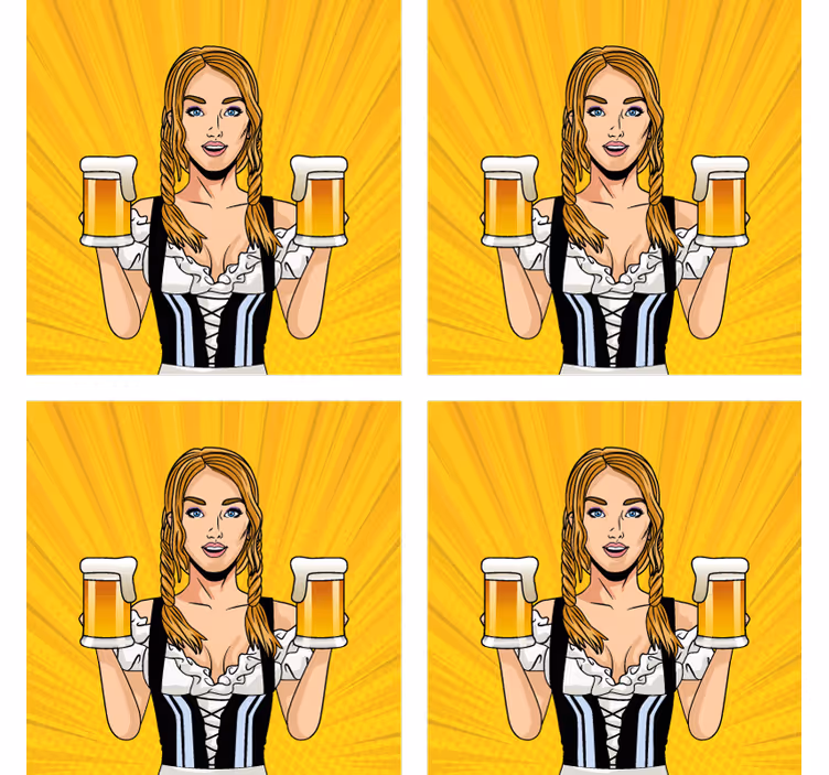 Pivná tácka s veselou ženou s pivom - Tenstickers
