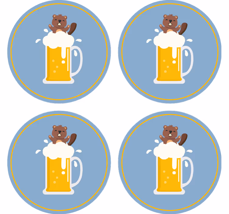 Kreslený bobor pivo modré podložky - Tenstickers