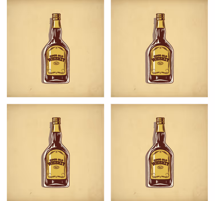 Pivná tácka s dobrou starou whiskey fľašou - Tenstickers