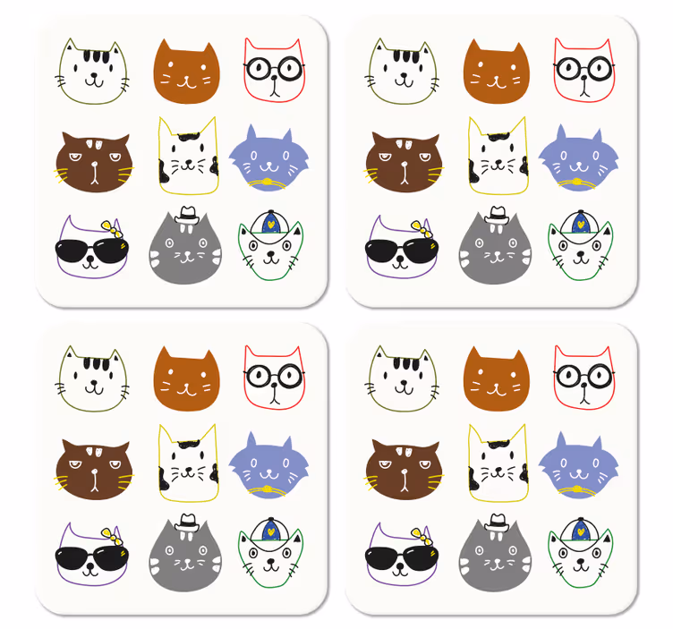Roztomilé farebné vtipné mačky geek tácky - Tenstickers