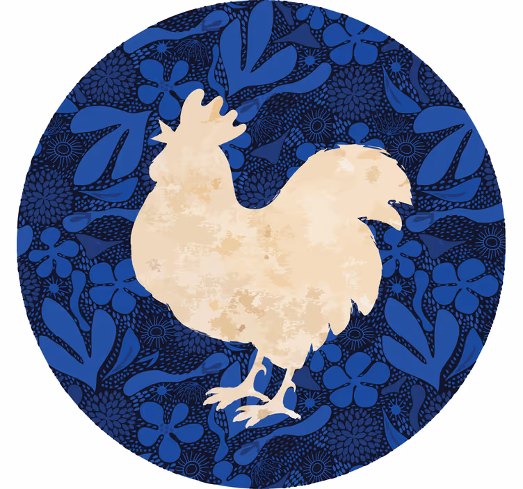 Podtácka vintage silueta kohúta s kvetmi - Tenstickers