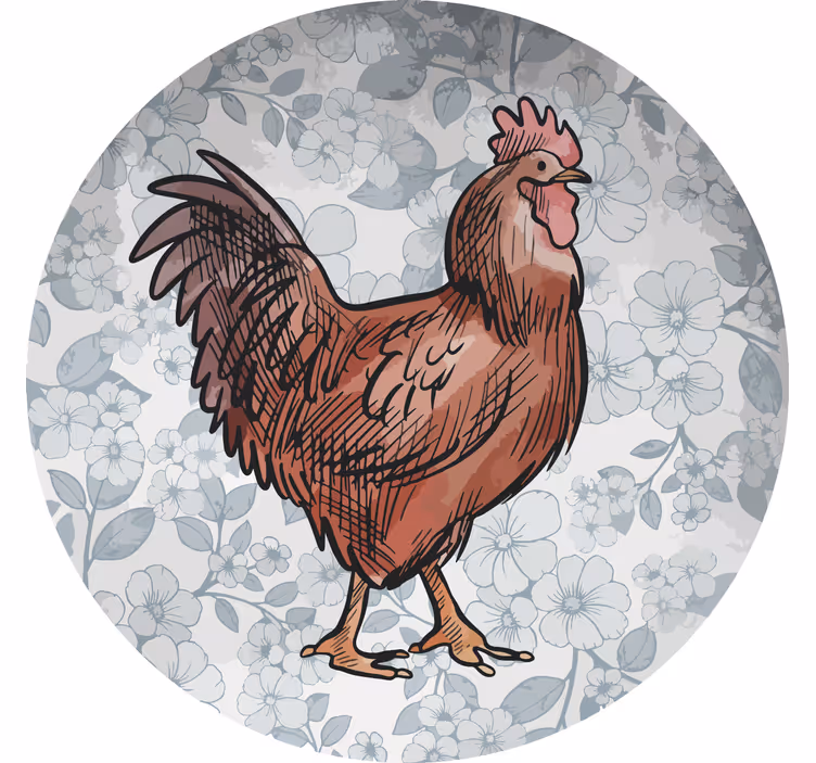 Moderná podtácka s kvetinovou ilustráciou kurčaťa - Tenstickers