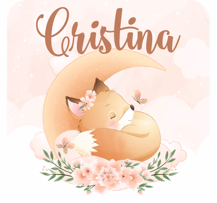 Podtácka na mieru spící líška s kvetinovými akcentmi - Tenstickers