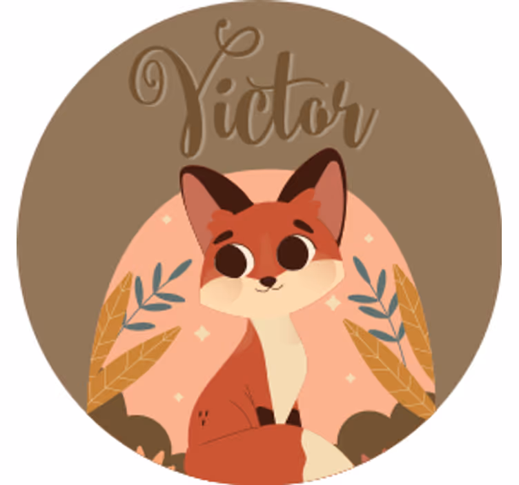 Roztomilá líška pre chlapca s podložkami na meno - Tenstickers
