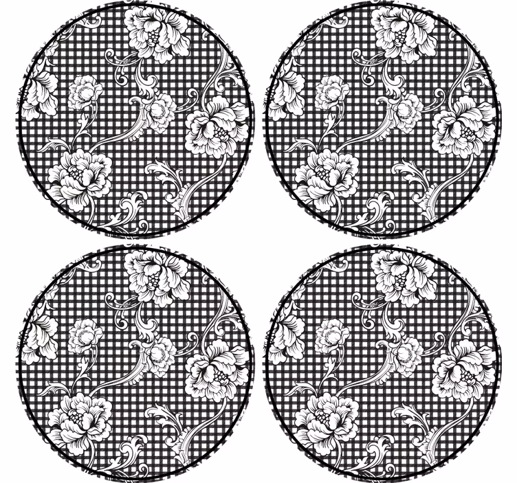 Podtácka kvetinový gingham vzor - Tenstickers