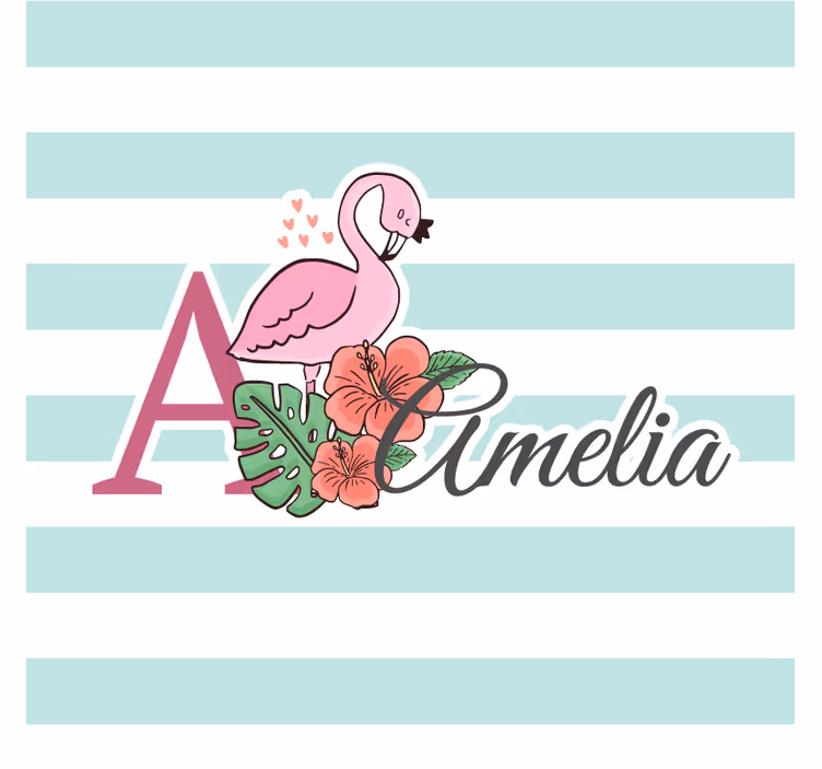 Podtácka na mieru s personalizovaným plameniakom a kvetmi - Tenstickers