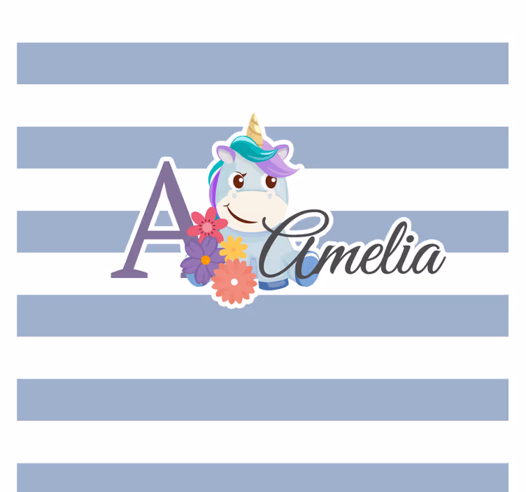 Podtácka na mieru s jednorožcom a kvetinovým iniciálom - Tenstickers